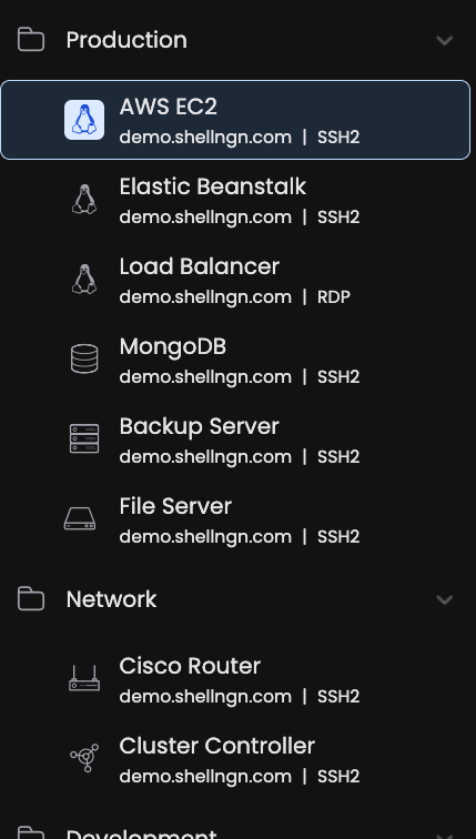 SSH manager - organize and manage server connections - zoomed detail