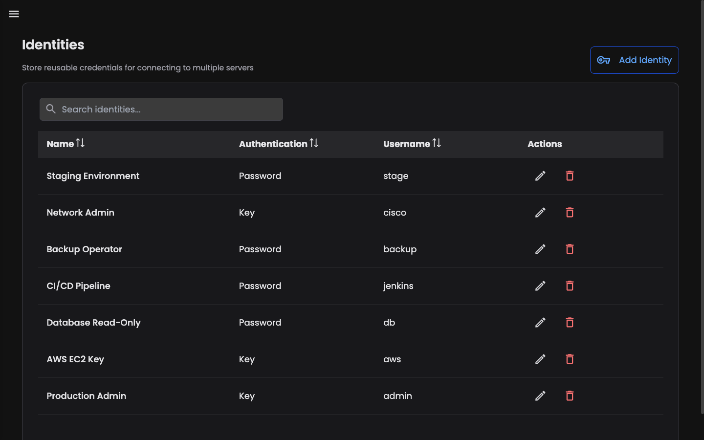 Online SSH manager - centralized identity and credential management